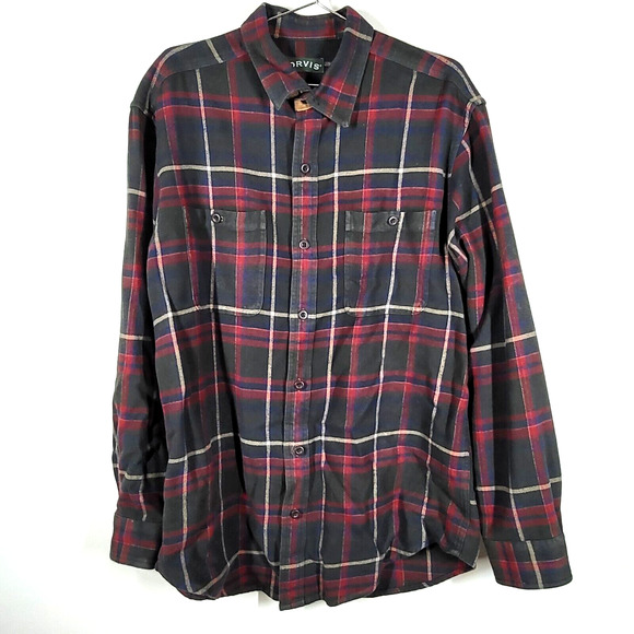 Orvis Other - Orvis Shirt Mens Large Red Green Plaid Flannel Heavy Fairbanks Elk Creek Jaspe